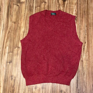 Andean men’s vest medium alpaca wool sweater red orange vneck stretch trend